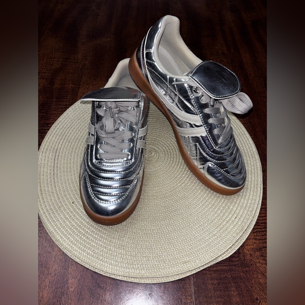 Steve Madden Metallic Silver Sneakers